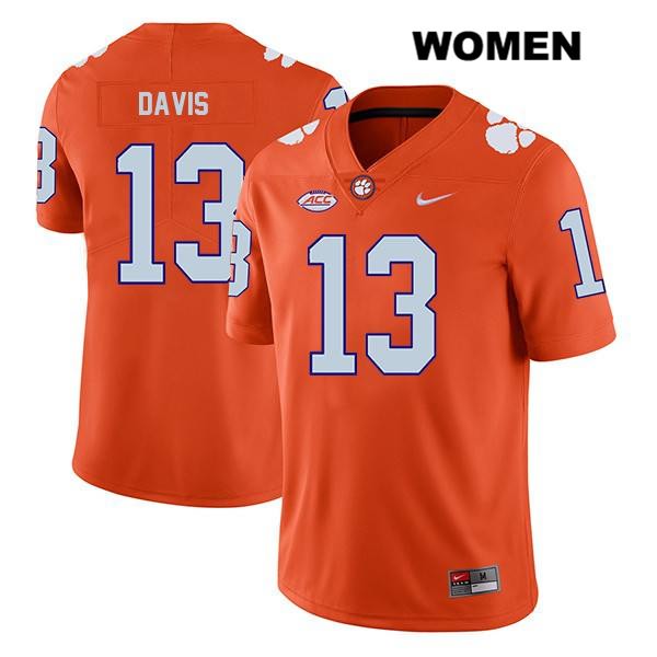 Women's Clemson Tigers #13 Tyler Davis Stitched Orange Legend Authentic Nike NCAA College Football Jersey ONT0346GL